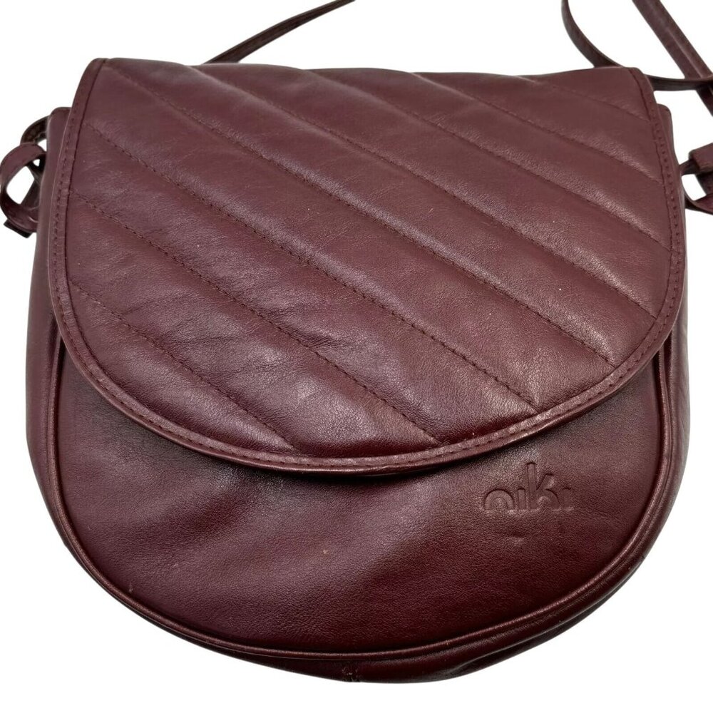 Niki Womens Crossbody Bag Vintage Burgundy Quilted Leather Shoulder Sling Pochet